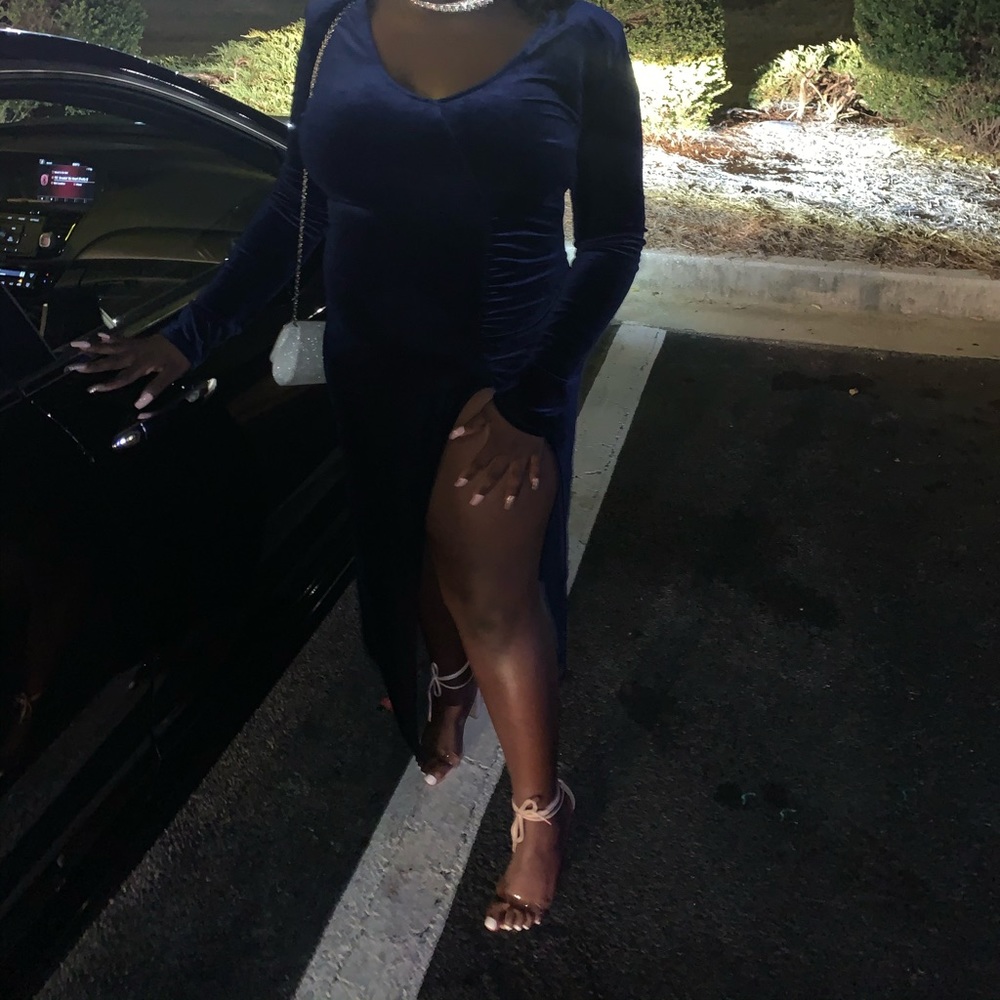 Blue Velvet Homecoming Dress